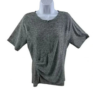 Athleta Pacifica Womens Wrap Front Top Heather Gray L Zip UPF 50+ Athleisure